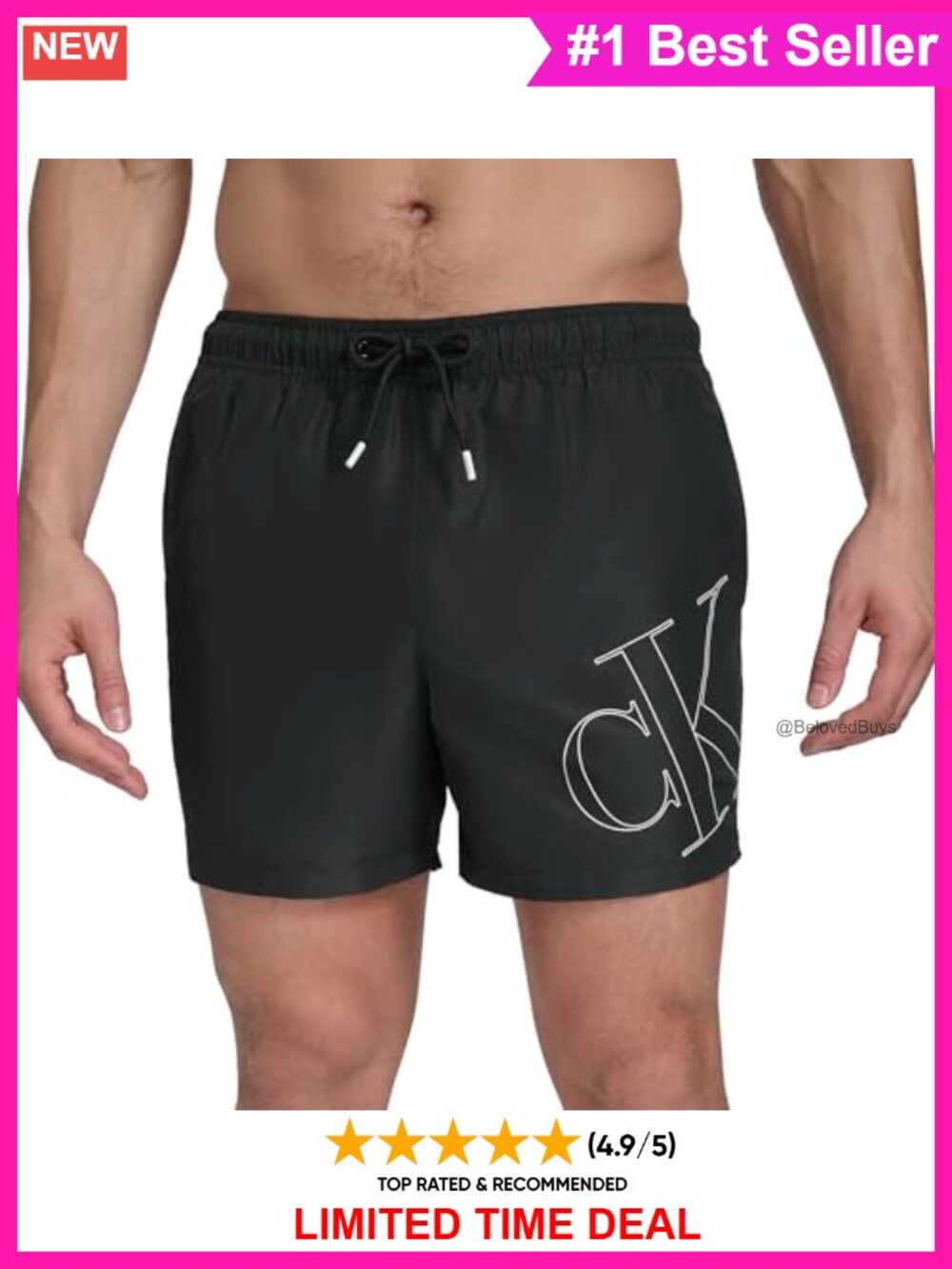 Men's Quick Dry UPF 40+ Volley Swim Trunks Drawstring Beach Pool